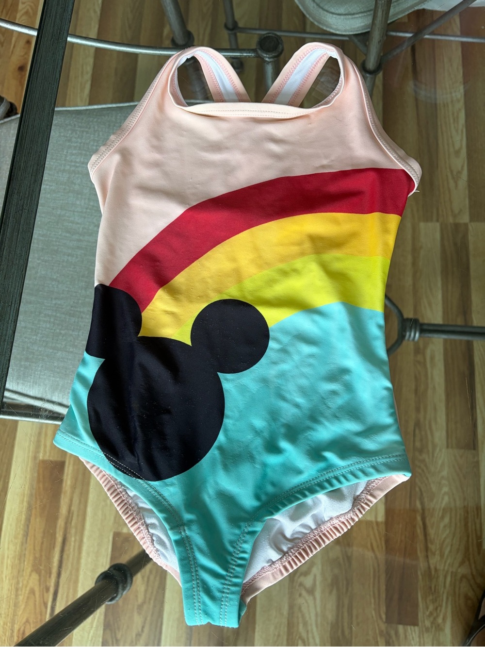 Disney Girls Pink & Rainbow Mickey One-Piece - 3T